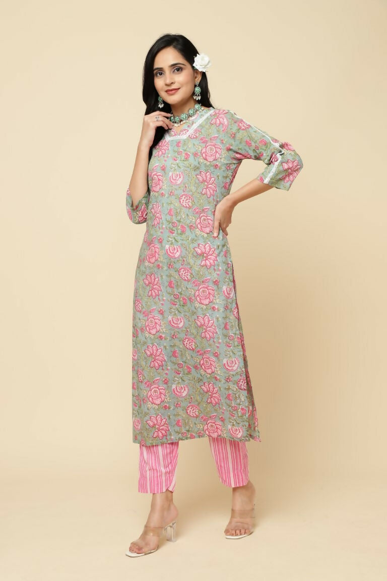 Designer Stylish Pink Cotton Blend Stitched Suit With Dupatta - Tanisha | Swadesiicart