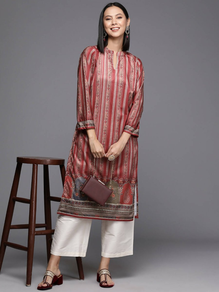 Ahalyaa Women's Traditional wear Kurta - Maroon | Swadesiicart