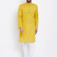 Even Apparels Yellow Men's Pure Cotton Kurta With Band Collar | Swadesiicart