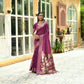 Vishnu Weaves Women's Wine Cotton Silk Zari Woven Butta Work Saree with Blouse - Swadesiicart