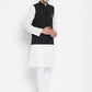 Even Apparels Black Pure Cotton White Kurta Sets With Eid Insignia Jackets PW668 | Swadesiicart