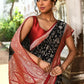 Joban Fashion Black Crepe Chiffon Pure Handloom Banarasi Silk Saree | Swadesiicart