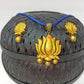 Terracotta Lotus Pendant Mini Necklace Set With Studs