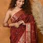 Very Much Indian Modal Silk Ajrakh Handblock Printed Natural Dyes With Designer Border Saree - Red | Swadesiicart