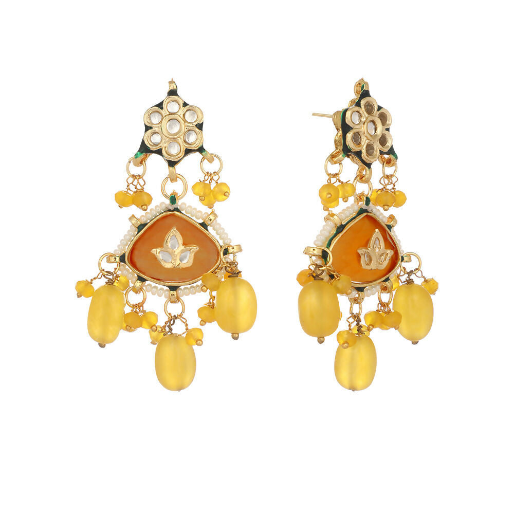 Nuyug Amber Glory Ethnic Earrings & Maang Tikka Set | Swadesiicart