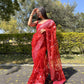 Vamsee Naina Red Organza Saree - Swadesiicart