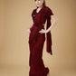 Maroon Imported Crush Solid Ready to Wear Saree with stitched Blouse - Aayan | Swadesiicart