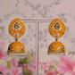 Yellow Hand Painted Ethnic Meenakari Jhumki Earrings By House of Ree - Swadesiicart