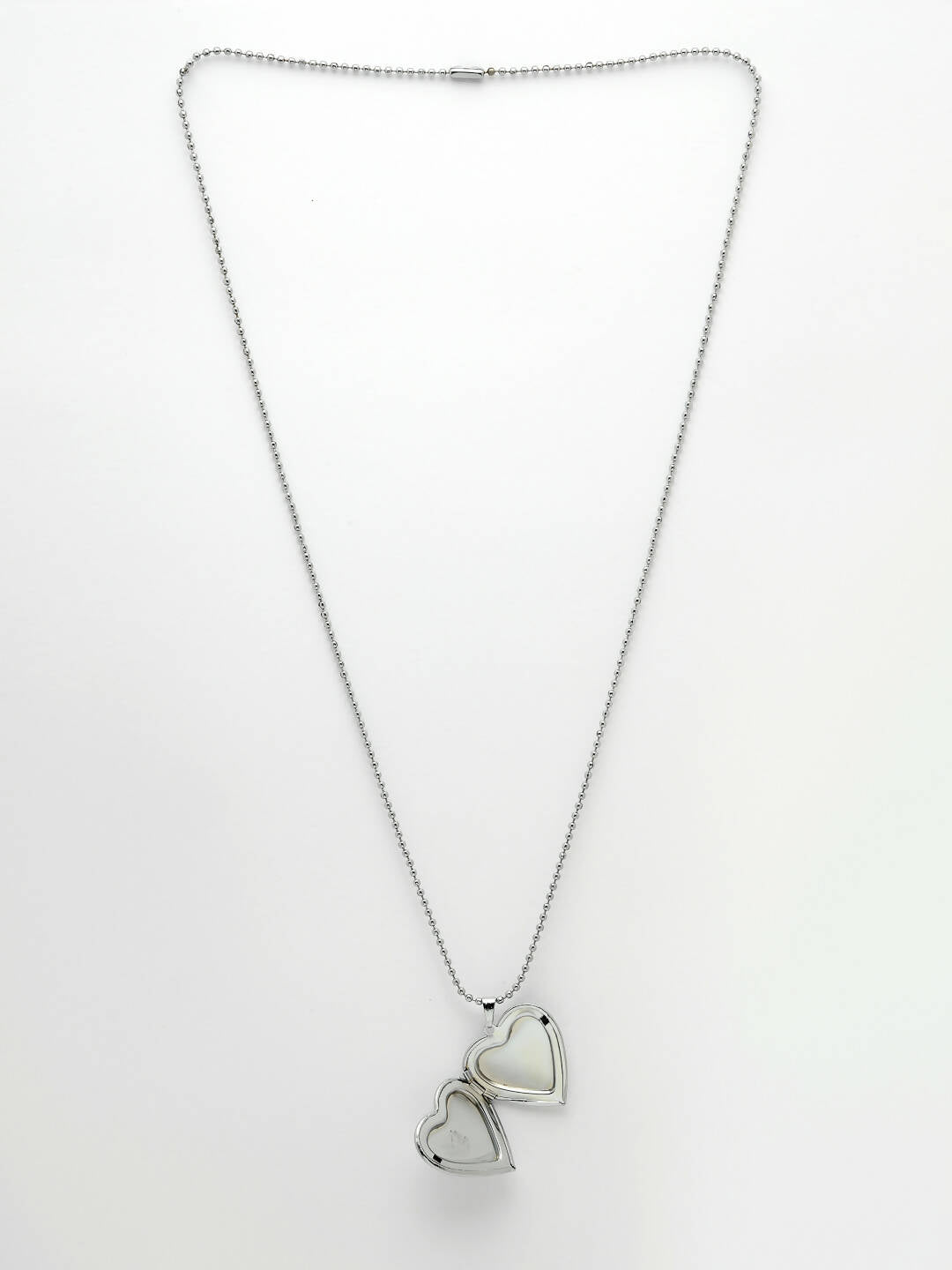 NVR Men Silver Plated Heart Shaped Pendent With Picture Frame And Chain | Swadesiicart