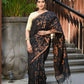 Beatitude Black Cotton Floral Jamdani Saree
