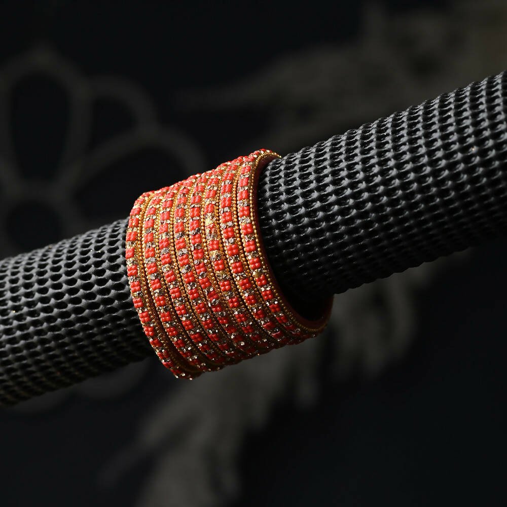 Afast Elegant Bridal & Wedding Party Fashion Bangle/Kada Set, Red, Glass, Pack Of 8 Model No- A33 - Swadesiicart