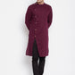 Even Apparels Maroon Pure Cotton Men's Sherwani Kurta With Asymetrical Cut | Swadesiicart