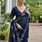 Vishnu Weaves Women's Blue Linen Silk Zari Weaving Saree with Blouse - Swadesiicart