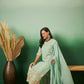 Aqua Blue Georgette Handwork Unstitched Dress Material - Hanika | Swadesiicart