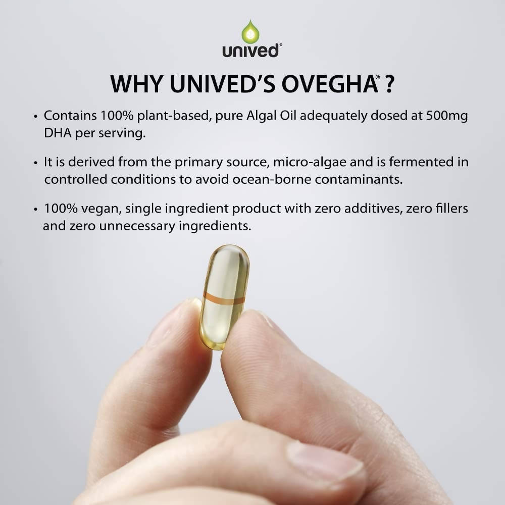 Unived Plant-Based Ovegha 500 MG Omega-3 DHA Capsules | Swadesiicart