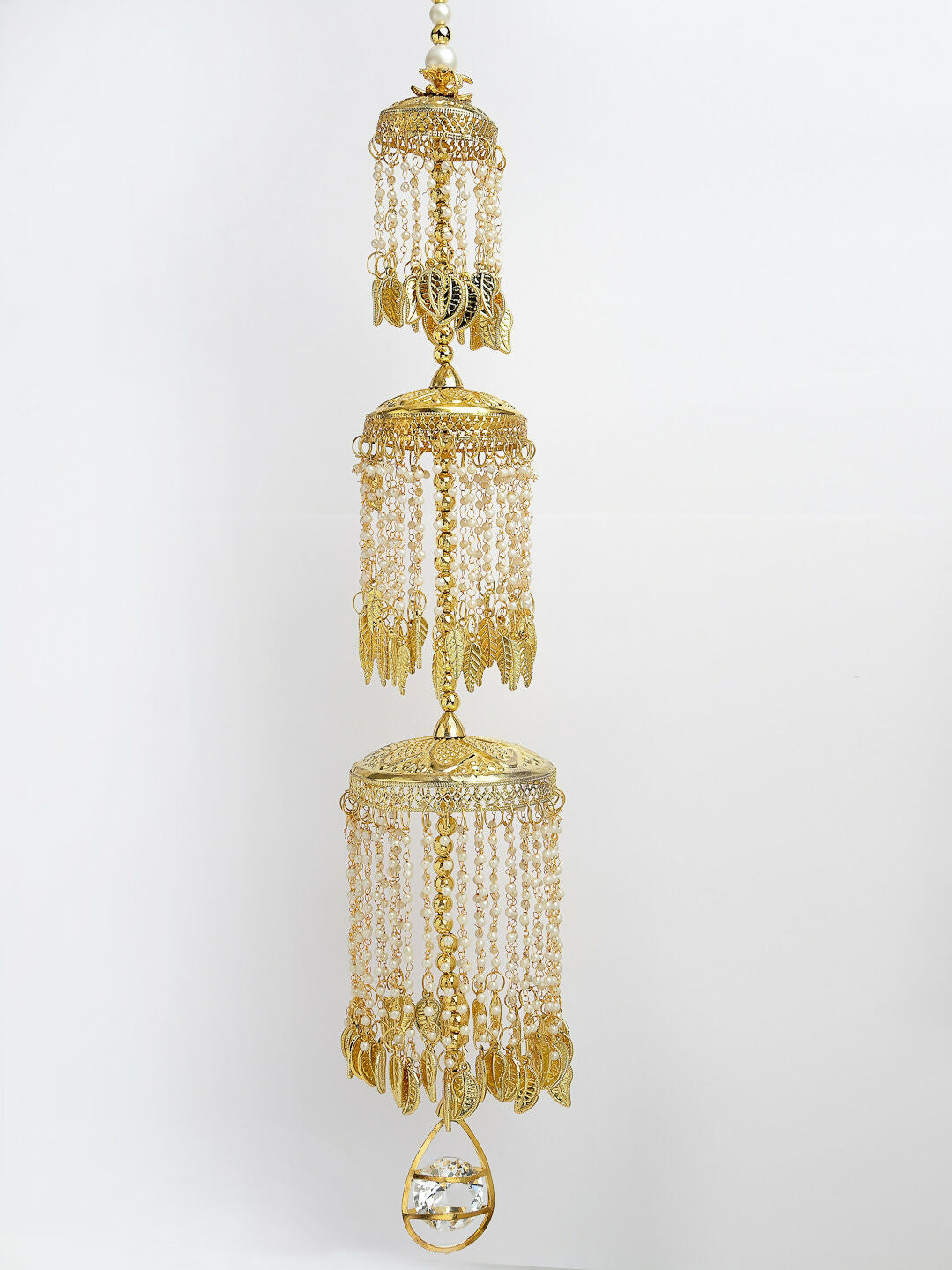 NVR Women's Pack Of 2 Gold-Polished & White Pearl Beaded Bridal Layered Heavy Kaleera Sets - Swadesiicart