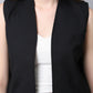 Even Apparels Black Linen Cotton Open Front Women's Waistcoat | Swadesiicart