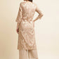 Beige Poly Rayon Floral Printed Straight Kurta - Prasuti