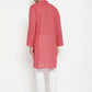 Even Apparels Rust Pure Cotton Long Men's Kurta With Band Collar | Swadesiicart