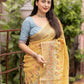 Yellow Pure Linen Ethnic Motifs Saree with Unstitched Blouse - Hiral Fashion | Swadesiicart