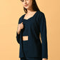 Myshka Women's Navy Blue Solid Coat With Trousers - Swadesiicart