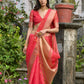 Vishnu Weaves Women's Gajri Soft Tissue Silk Zari Woven Saree with Blouse - Swadesiicart