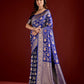Vishnu Weaves Women's Blue Banarasi Silk Woven Saree with Blouse - Swadesiicart