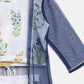 Ahalyaa Off White Cotton Printed Kids Top and Palazzo With Net Jacket For Girls | Swadesiicart