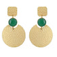 Joban Fashion Women Round Shape Green Stone Matte Gold Earrings | Swadesiicart