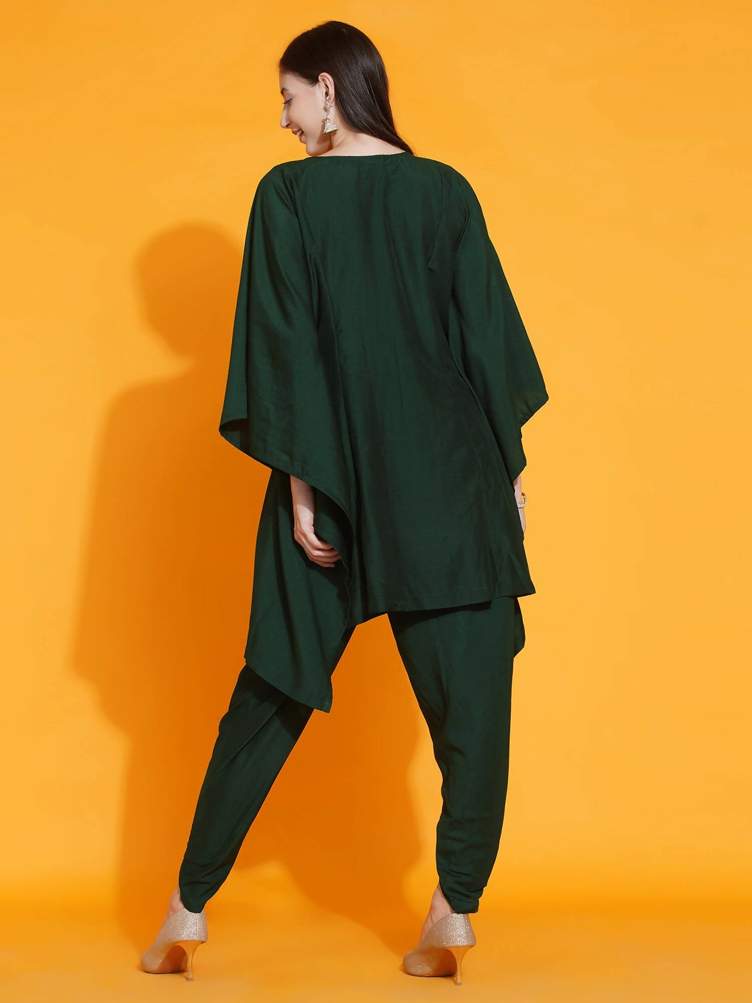 Women Republic Green Kaftan With Hand Embellishment And Dhoti Salwaar | Swadesiicart