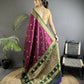 Joban Fashion Wine Banarasi Soft Silk Woven Butti Saree | Swadesiicart