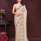 Ai Fashion Peach Soft Star Georgette Embroidery Party Wear Saree