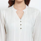 Myshka Women's White Solid Rayon Full Sleeve V Neck Casual Kurta Dupatta Set