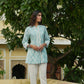 Juniper Women's Skyblue Cambric Placement Floral Printed Tunic | Swadesiicart
