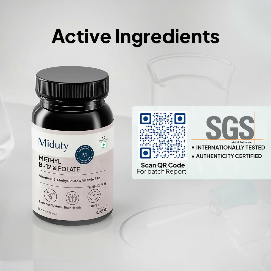 Miduty by Palak Notes Vitamin B12 - Methyl Folate Chewables - Swadesiicart