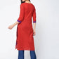 Aniyah Cotton Red Color Straight Kurta With Patchwork (AN-108K) - Swadesiicart