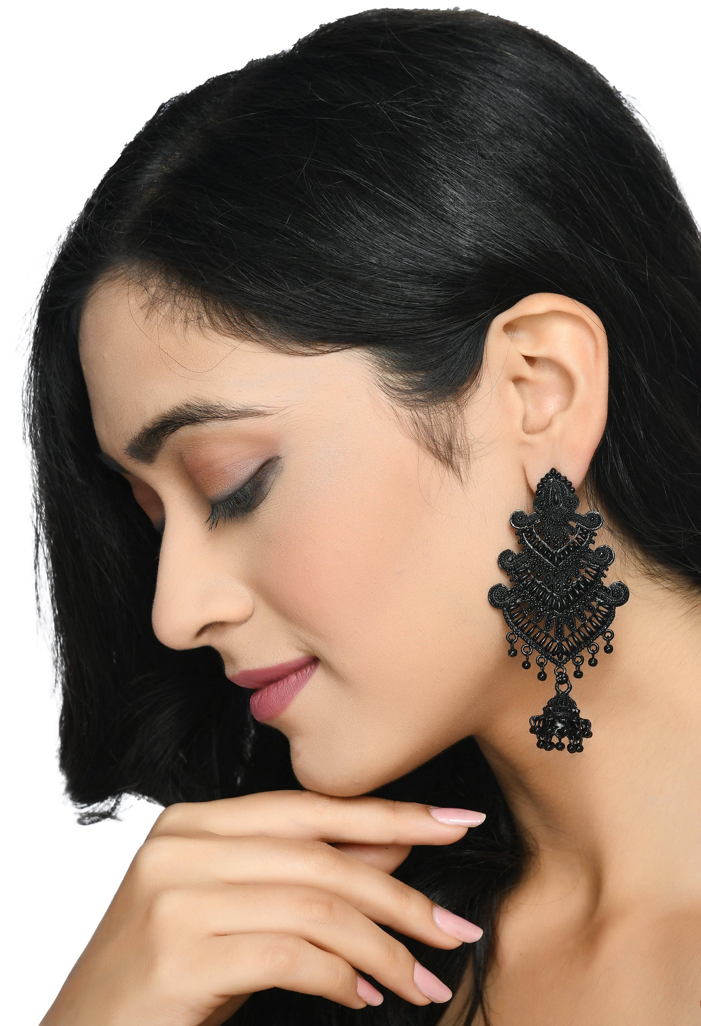 Mominos Fashion Johar Kamal Latest Design Black Color Earrings - Swadesiicart