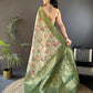 Joban Fashion Green Floral Motifs Banarasi Silk Sarees | Swadesiicart