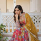 Jyoti Fashion Women's Pink & Yellow Russian Silk Sequins Zari Embroidery Anarkali Dress with Dupatta | Swadesiicart