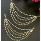 NVR Pearl Studded Classic Gold-Polished 5 Line Ear Chain Ear Cuff | Swadesiicart