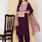 Ahalyaa Women's Traditional wear Kurta Set - Burgundy | Swadesiicart