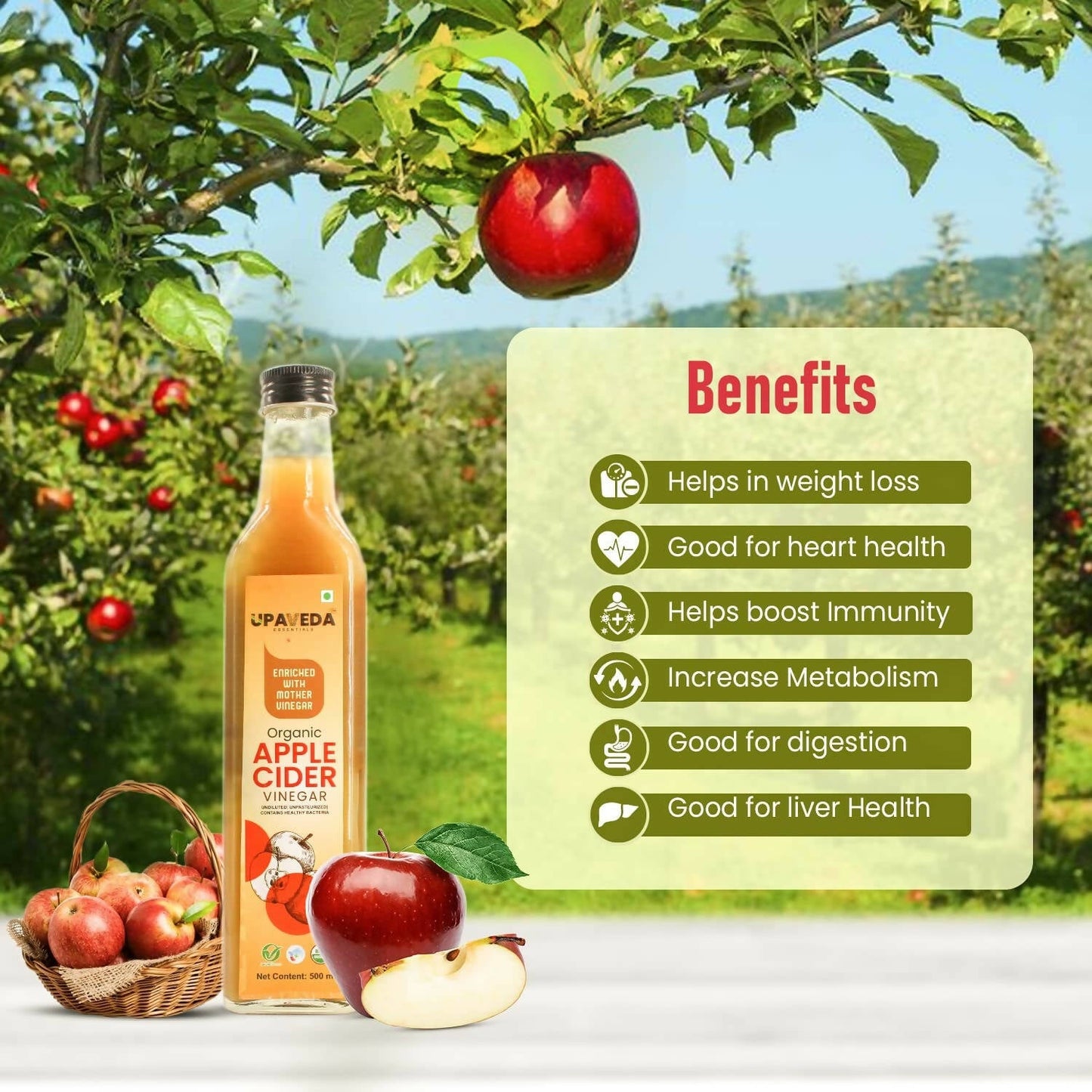 Upaveda Organic Apple Cider Vinegar - Swadesiicart