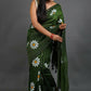 Exclusive Collection Deep Green Pure Cotton Saree With Sunflower Design - Swadesiicart