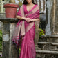 Vishnu Weaves Women's Pink Soft Tissue Silk Zari Woven Saree with Blouse - Swadesiicart