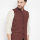 Even Apparels Maroon Merino Men Woven Nehru Jacket | Swadesiicart