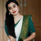 DEIANA'S Beautiful Designer Golden zari Soft Lichi Silk Saree - Green - Swadesiicart