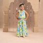 Lil Drama Jaipur Print Stylish Top with Pant Co-ordinate Set for Girls - Green - Swadesiicart