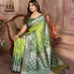 Anaita Light Green kochi Silk With Beautiful Checks Weaving Saree With Blouse