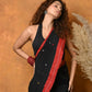 Very Much Indian Pure Cotton Handloom Saree with Buttis & Sleek Border - Black | Swadesiicart