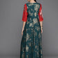 Ahalyaa Women's Green Crepe Gold Smoke Printed Dress | Swadesiicart